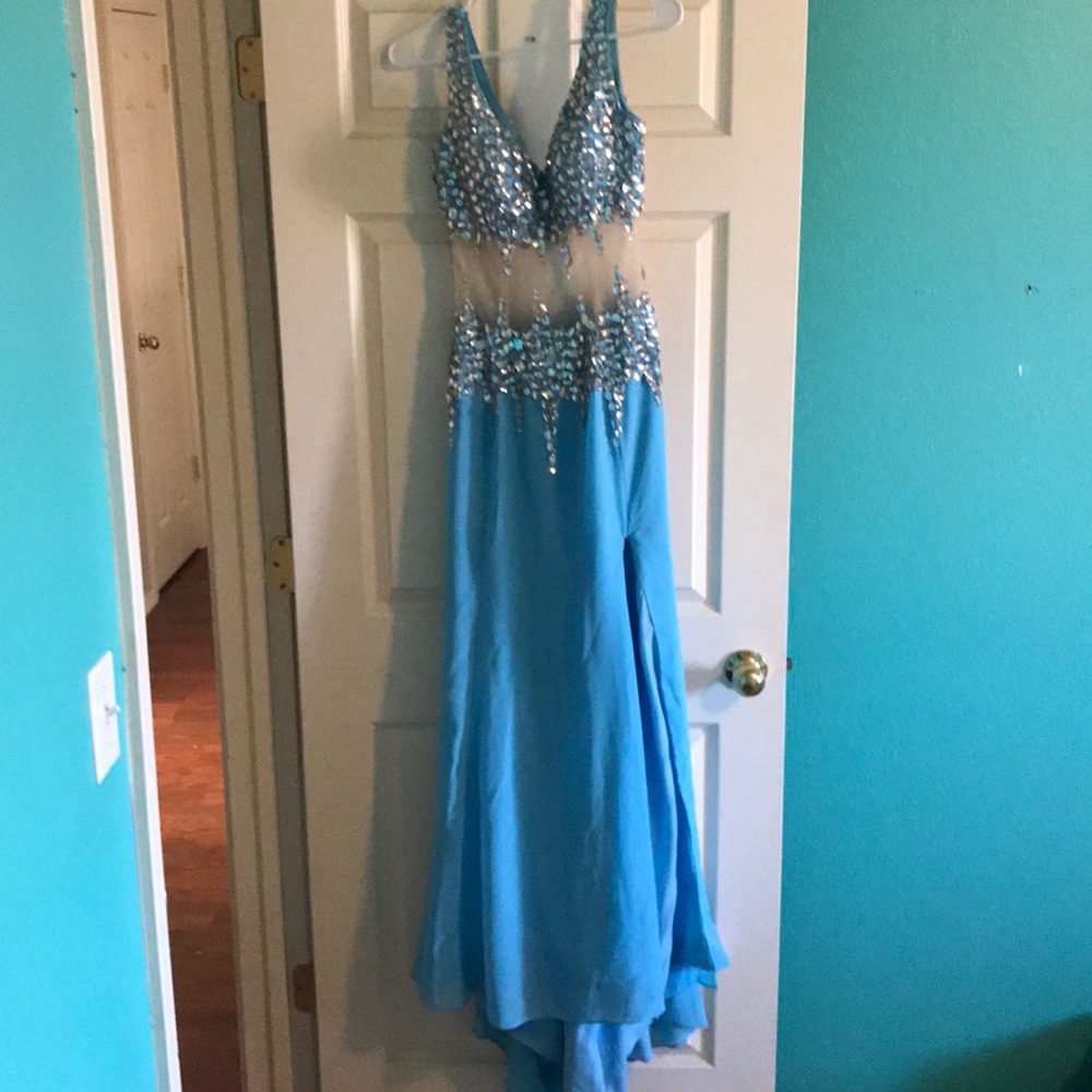 Blue sequin prom dress